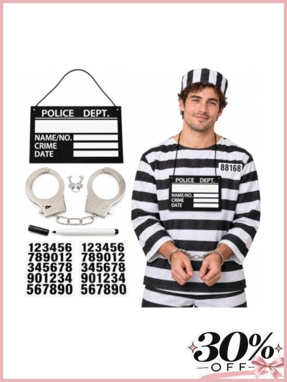 Prisoner Costume Accessories Handcuff Halloween Criminal Outfit